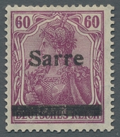 Deutsche Abstimmungsgebiete: Saargebiet: 1920, "60 Pfg. Germania/Sarre Rotlila", Die Seltene Farbvar - Lettres & Documents