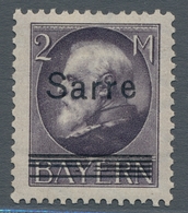 Deutsche Abstimmungsgebiete: Saargebiet: 1920, "2 Mk. Bayer/Sarre Mit Aufdruckabart 4 ½ Gitterlinien - Briefe U. Dokumente
