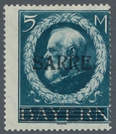 Deutsche Abstimmungsgebiete: Saargebiet: 1920, "5 Mk. Bayern/Sarre Stark Dezentriert (nur Von Zwei B - Briefe U. Dokumente