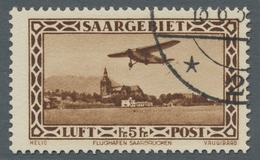 Deutsche Abstimmungsgebiete: Saargebiet: 1932, Flugpostausgabe 5 Franc Mit Plattenfehler "Punkt Unte - Briefe U. Dokumente