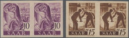 Saarland (1947/56): 1947, 10 Pf Violettpurpur Und 15 Pf Siena Je Im Waager. Paar Postfrisch, Mi 1.20 - Otros & Sin Clasificación