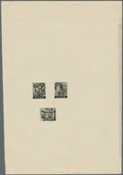 Saarland (1947/56): 1947, "12, 24 Und 75 Pfg. Dunkelolivgrün Als Vorlage-Probedrucke", Ungezähnte Pr - Other & Unclassified