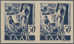 Saarland (1947/56): 1947, 50 Pf Bäuerinnen Im Waager. Paar Ungezähnt Postfrisch, Mi 440.- - Andere & Zonder Classificatie