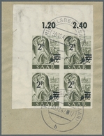 Saarland (1947/56): 1947, "6 Fr. Auf 12 Pfg. Urdruck Ungezähnt", Eckrandviererblock Oben Links Mit Z - Otros & Sin Clasificación