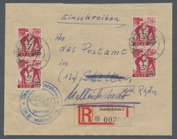 Saarland (1947/56): 1947, "5 Fr. Auf 20 Pfg. Urdruck", Zwei Senkrechte Paare Mit Sauberen SAARBRÜCKE - Otros & Sin Clasificación