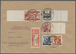 Saarland (1947/56): 1948, Aufdruck-Ausgabe 10 Franc Auf 50 Pfennig Mit Zufrankatur Von Vier Weiteren - Autres & Non Classés