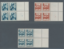 Saarland (1947/56): 1948, "10 C. Bis 50 Fr. Saar III", Postfrischer Randviererblocksatz Mit Je Zweim - Otros & Sin Clasificación