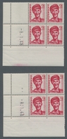 Saarland (1947/56): 1948, "Saar III", Dreizehn Postfrische Eckrandviererblocks Mit Druckdatum In Pra - Sonstige & Ohne Zuordnung