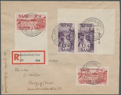 Saarland (1947/56): 1948, "6 Fr. Hochwasserhilfe Mit Druckdatum", Eckrandpaar Mit Zweimal Mi. 257 Au - Sonstige & Ohne Zuordnung