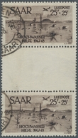 Saarland (1947/56): 1948, "25 + 25 Fr. Hochwasserhilfe Als Senkr. Zwischenstegpaar", Sauber Gestempe - Other & Unclassified