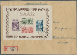 Saarland (1947/56): 1948, "Hochwasserblock" Mit ST. WENDEL (SAAR) E 12.10.48 Auf R-FDC Nach Neunkirc - Sonstige & Ohne Zuordnung