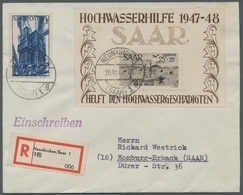 Saarland (1947/56): 1948, "Hochwasser-Blockpaar" Auf Zwei R-Briefen In Guter/sehr Guter Erhaltung. B - Other & Unclassified