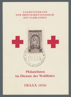 Saarland (1947/56): 1949, "Volkshilfe" Komplett Je Mit IBASA-SST Auf Fünf IBASA-Rot-Kreuz-Karten In - Other & Unclassified