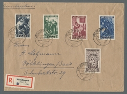 Saarland (1947/56): 1949, "Volkshilfe" Komplett Auf Orts-Satz-R-Brief Mit VÖLKLINGEN (SAAR) C -5.1.5 - Otros & Sin Clasificación