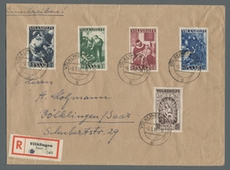 Saarland (1947/56): 1949, "Volkshilfe" Komplett Auf Orts-Satz-R-Brief Mit VÖLKLINGEN (SAAR) C -5.1.5 - Autres & Non Classés