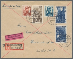 Saarland (1947/56): 1949, "8, 12 Und 25 Fr. Volkshilfe", Je Mit Zusatzfrankatur Auf Zwei Belegen, Ei - Otros & Sin Clasificación