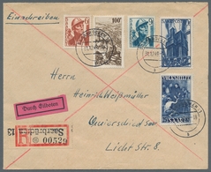 Saarland (1947/56): 1949, "8, 12 Und 25 Fr. Volkshilfe", Je Mit Zusatzfrankatur Auf Zwei Belegen, Ei - Andere & Zonder Classificatie