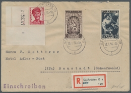 Saarland (1947/56): 1949, "50 Und 8 Fr. Volkshilfe 1949 Mit 2 Fr. Saar III Mit Druckdatum" Als Porto - Otros & Sin Clasificación