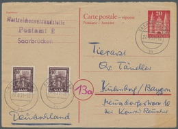 Saarland (1947/56): 1949, "10 C. Saar IV", Zwei Werte Las Zusatzfrankatur Auf BI-Zone 20 Pfg. Holste - Other & Unclassified