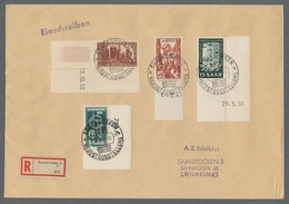 Saarland (1947/56): 1949/51, Zwei Großformatige Frankierte Belege, Dabei U.a. Mi. 281 Br Mit Zusatzf - Other & Unclassified