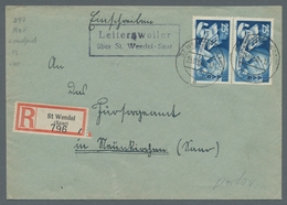 Saarland (1947/56): 1950, Europarat 25 Franc, Senkrechtes Paar Auf Portorichtigem R-Brief Mit Landpo - Otros & Sin Clasificación