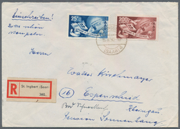 Saarland (1947/56): 1950, 25 F Und 200 Fr. Aufnahme Des Saarlandes In Den Europarat Auf R-Brief Ab " - Andere & Zonder Classificatie