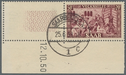 Saarland (1947/56): 1950, "Volkshilfe Mit Druckdatum", SAARBRÜCKEN 1 Gestempelter Kompletter Eckrand - Sonstige & Ohne Zuordnung