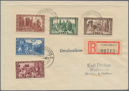 Saarland (1947/56): 1950, 8+2 Fr Bis 50+20 Fr Kpl. Volkshilfe A. R-Bf. Aus Saarbrücken + 2x 25+10 Fr - Sonstige & Ohne Zuordnung