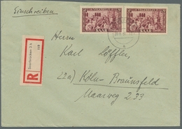 Saarland (1947/56): 1950, Volkshilfe 50+20 Franc Als Attraktive Mehrfachfrankatur Auf überfrankierte - Andere & Zonder Classificatie