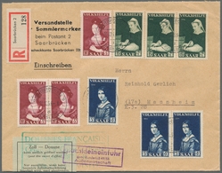 Saarland (1947/56): 1946, "Volkshilfe", Drei Sätze (dabei Je Ein Waag. Paar) Auf Zoll-R-Brief Der Ve - Otros & Sin Clasificación