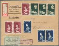 Saarland (1947/56): 1946, "Volkshilfe", Drei Sätze (dabei Je Ein Waag. Paar) Auf Zoll-R-Brief Der Ve - Sonstige & Ohne Zuordnung