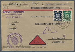 Saarland (1947/56) - Dienstmarken: 1949, "Wappen", Partie Von 14 Frankierten Belegen In überwiegend - Other & Unclassified