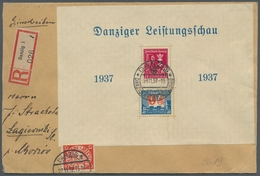 Danzig: 1937, "Leistungsschau-Block" Mit ESST Und Zusatzfrankatur Auf Ersttags-R-Brief Von DANZIG 28 - Autres & Non Classés
