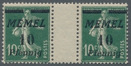 Memel: 1922, Aufdruckausgabe 10 Pfennig Auf Semeuse 10 C Dunkelgrün, Tadellos Postfrisches Zwischens - Memelland 1923