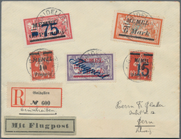 Memel: 1922, 3 M. Auf 60 C. Flugpost Und Andere Auf Lupo-R-Brief Ab "GAIDELLEN * * 22 9 22 8-9V", Ei - Memelgebiet 1923