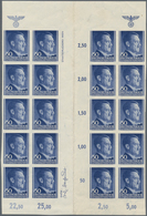 Dt. Besetzung II WK - Generalgouvernement: 1943. Bogenteil 50 Gr Hitler-Kopf Aus 5 Waagerechten Zwis - Occupazione 1938 – 45