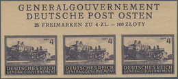 Dt. Besetzung II WK - Generalgouvernement: 1943. Kloster Tyniec 4Zl Im Waagerechten 3er-Streifen Als - Occupazione 1938 – 45