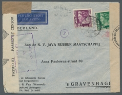 Zensurpost: 1940, Königin Wilhelmina 20 Cent Und 40 Cent Auf Luftpostumschlag Mit Britischer Und Deu - Other & Unclassified