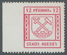 Deutsche Lokalausgaben Ab 1945: NIESKY; 1945, Freimarke 12 Pfennig Links Ungezähnt Auf Weißem Gestri - Andere & Zonder Classificatie