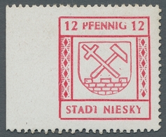 Deutsche Lokalausgaben Ab 1945: NIESKY; 1945, Freimarke 12 Pfennig Links Ungezähnt Auf Weißem Gestri - Sonstige & Ohne Zuordnung