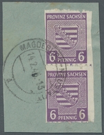 Sowjetische Zone - Provinz Sachsen: 1945, Wappenausgabe 6 Pfennig Mit Unregelmäßger Postmeistertrenn - Sonstige & Ohne Zuordnung