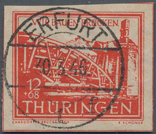 Sowjetische Zone - Thüringen: 1946, Thüringen Brückenbau 12 + 68 Pf Dunkelorangerot Auf SEHR SELTENE - Other & Unclassified