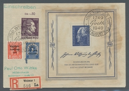 Sowjetische Zone - Allgemeine Ausgaben: 1949, "Goethe"-Block Mit Zusatzfrankatur Auf Portorichtigem - Altri & Non Classificati