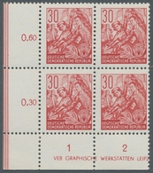 DDR: 1953, "Fünfjahrplan I", Postfrischer Eckrandviererblocksatz In Tadelloser Erhaltung, Außer 24 P - Andere & Zonder Classificatie