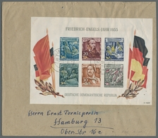 DDR: 1955, "Engels"-Block Mit Zweimal Ersttagsstempel PULSNITZ (SACHS.) H 10.12.55 Auf Gering Verkür - Otros & Sin Clasificación