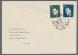DDR: 1957, "Brecht", Der Seltene FDC Mit ESST Mit Falscher Schreibweise Des Vornamens In Tadelloser - Altri & Non Classificati