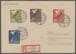 Berlin: 1948, "Schwarzaufdruck" Komplett Auf Zwei Satz-Orts-R-Briefen BERLIN-CHARLOTTENBURG -7.10.48 - Sonstige & Ohne Zuordnung
