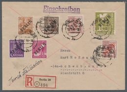 Berlin: 1948/49, Sehr Interessante MiF Schwarz/Rotaufdruck Von Insgesamt Sieben Werten Auf Eil-R-Bri - Otros & Sin Clasificación