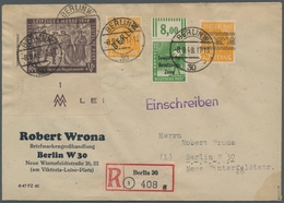 Berlin: 1948, "25 Pfg. Schwarzaufdruck" Mit Zusatzfrankatur BI-Zone Mi. 45 I Und SBZ Mi. 185 W OR So - Andere & Zonder Classificatie