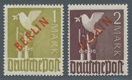 Berlin: 1949, Rotaufdruck 1 Und 2 Mark Postfrisch, Mi. 850,- Euro. - Sonstige & Ohne Zuordnung